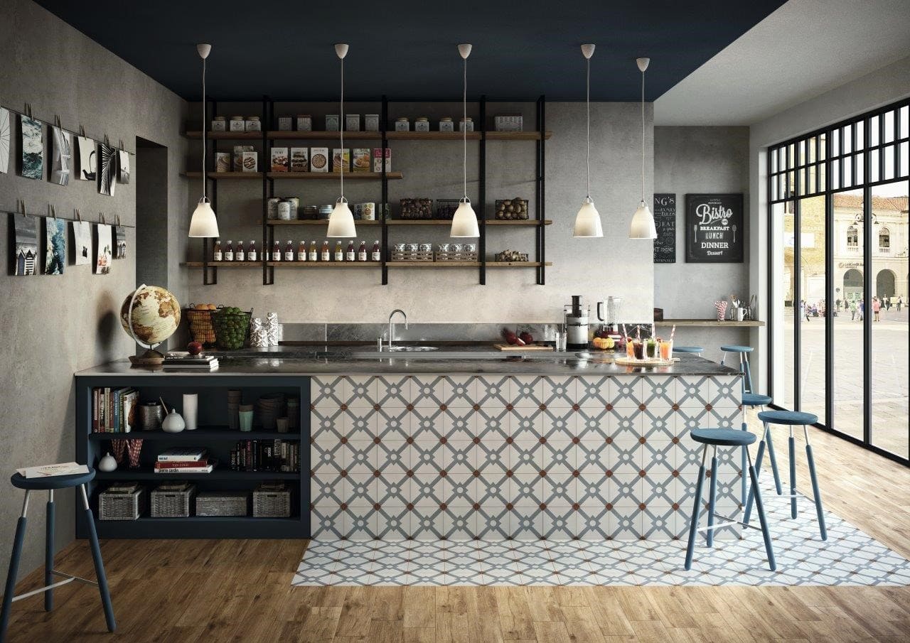 Bancone Bar Rivestimento cementine Bancone Bar Rivestimento cementine