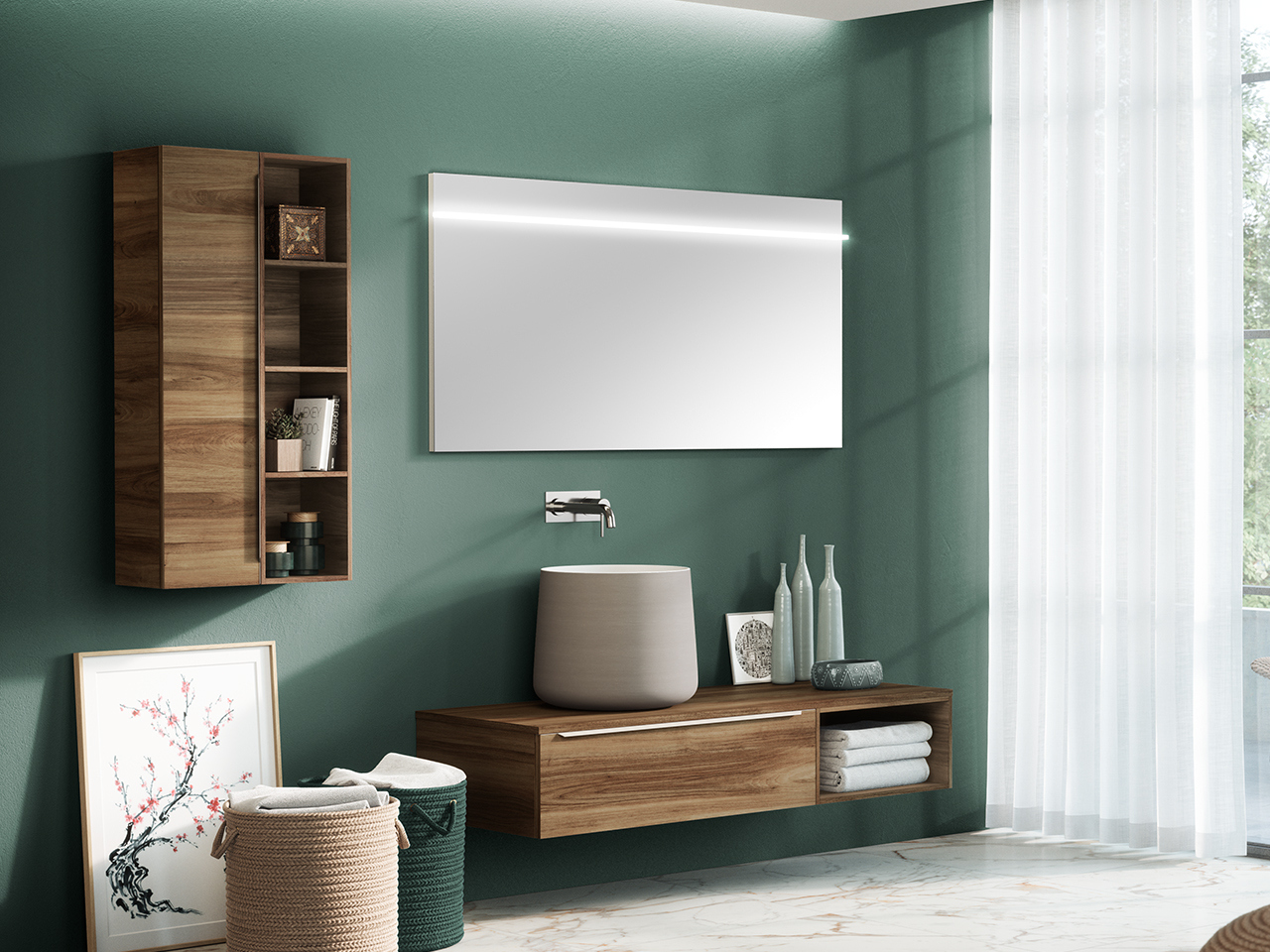 Mobile Bagno noce Lavabo alto Mobile Bagno noce Lavabo alto